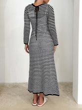 Devine Tied Round Neck Striped Sweater Dress OutfitFlow